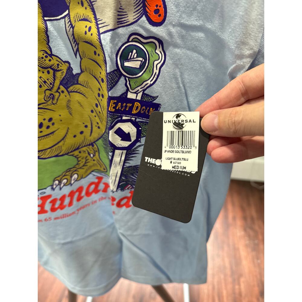The Hundreds x Jurassic Park T-Rex SS Tee Men's Medium Light Blue NWT - Picture 3 of 3